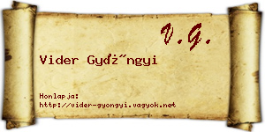 Vider Gyöngyi névjegykártya