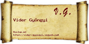 Vider Gyöngyi névjegykártya